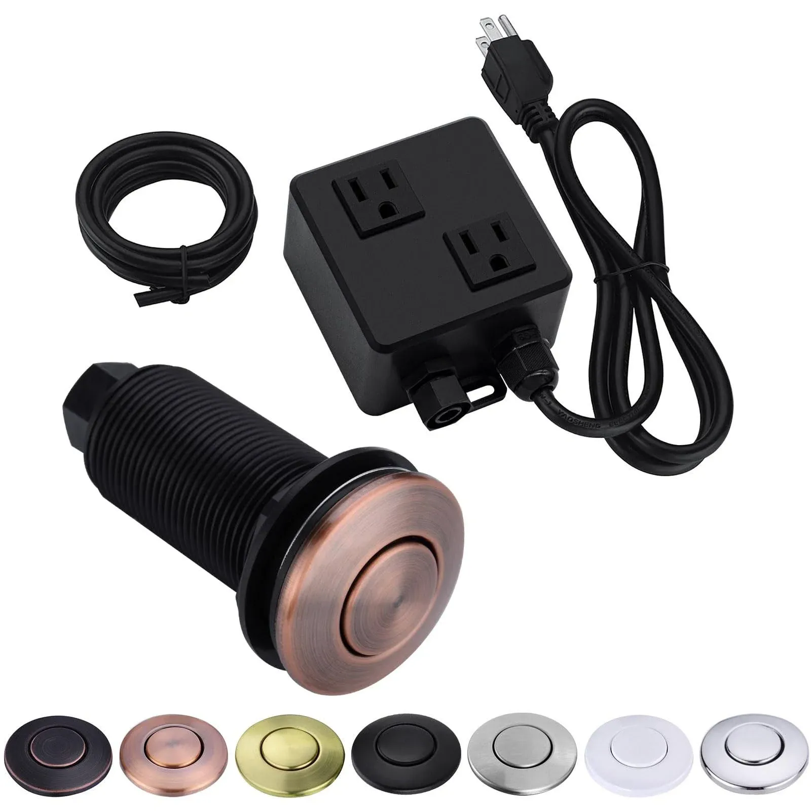 BESTILL Garbage Disposal Sink Top Dual Outlet Air Switch KIT,OIL Rubbed Bronze/ORB