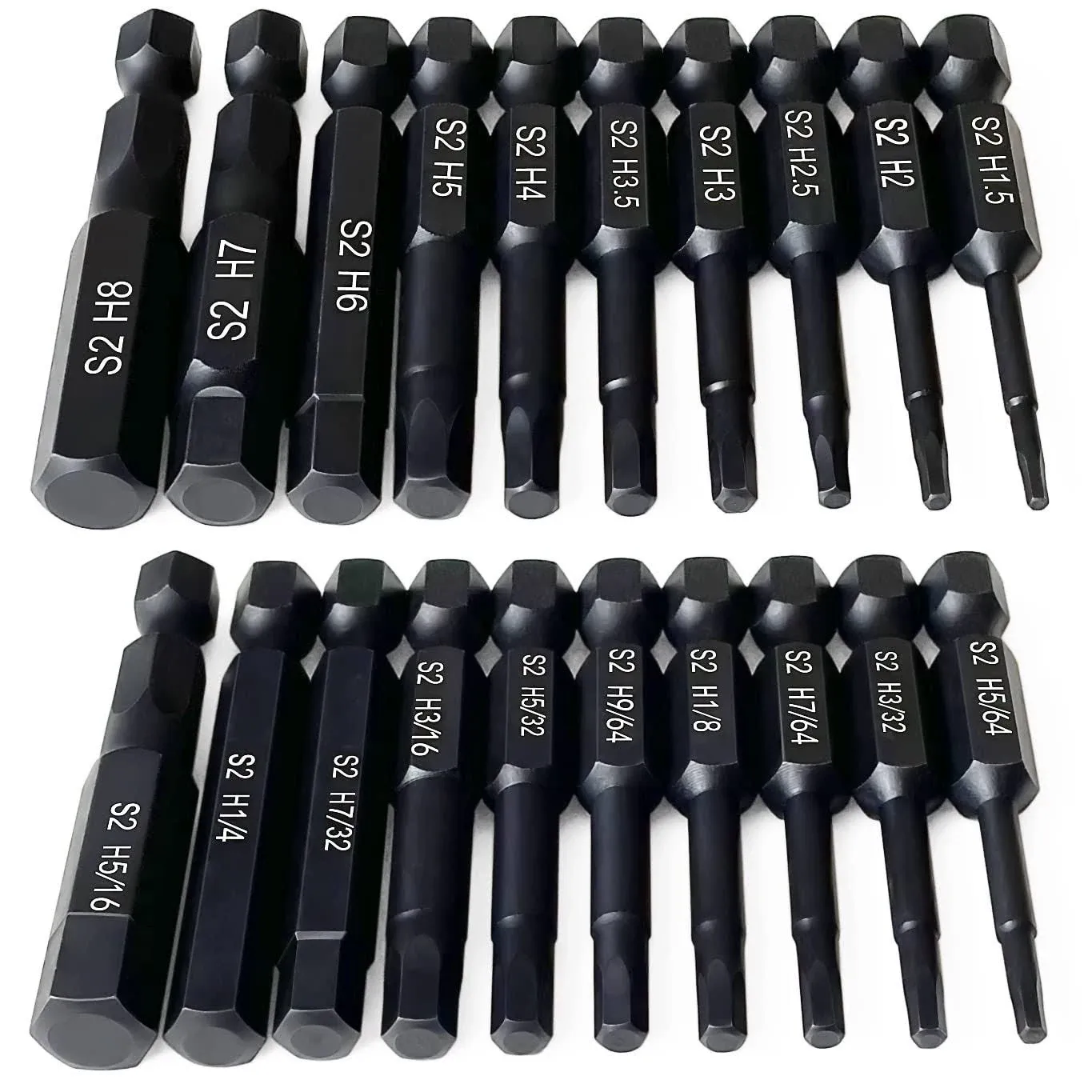 Hex Head Allen Wrench Drill Bit Set (10pc Metric & 10pc Sae), PTSLKHN Upgraded 1 ...