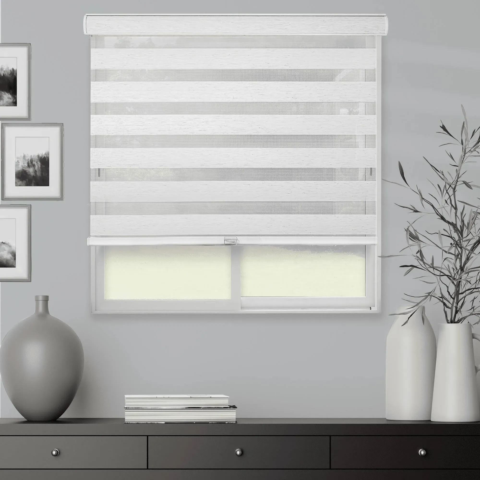 CHICOLOGY Zebra Blinds, Roller Window Shades, Blinds for Windows, Roller Shades for Windows, Window Shades for Home, Window Shades, Pull Down Shades for Windows, 68" W X 72" H, Basic Natural