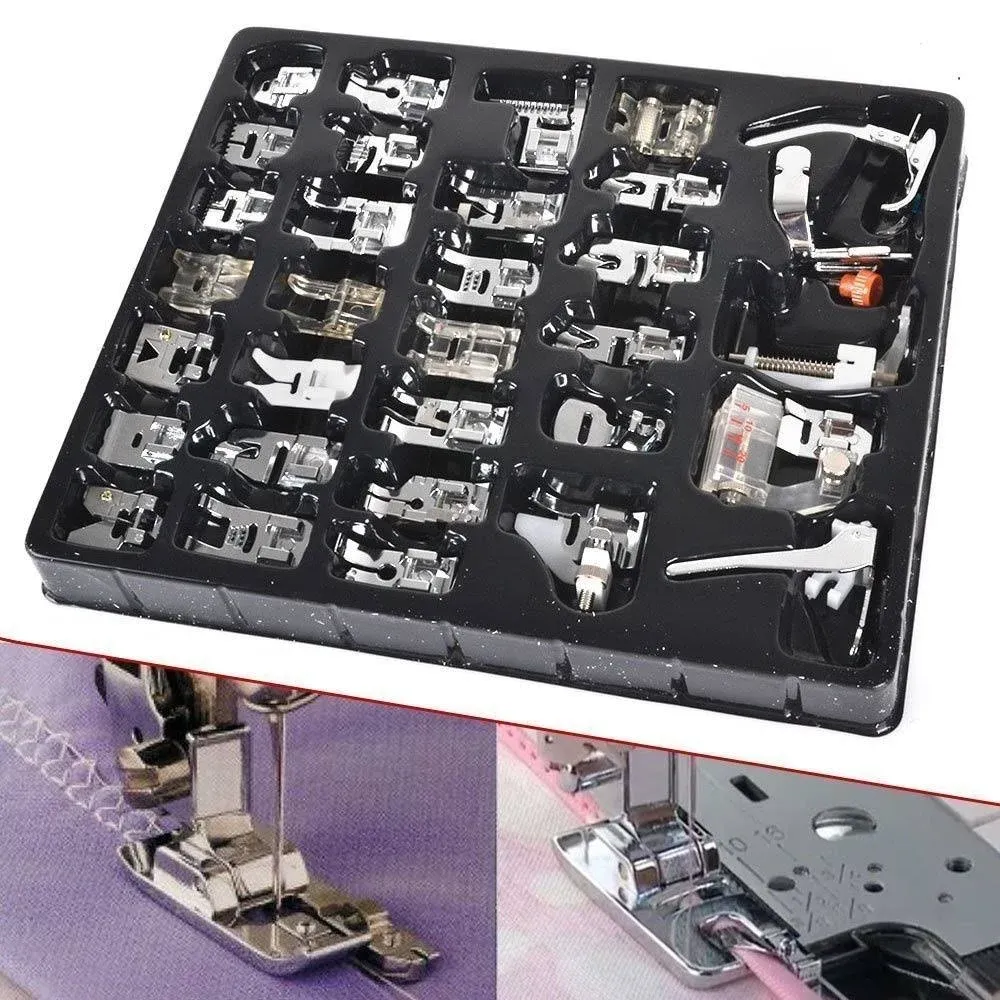 Wefond 32pcs Professional Sewing Machine Presser Feet Set Low Shank Snap-On Foot ...