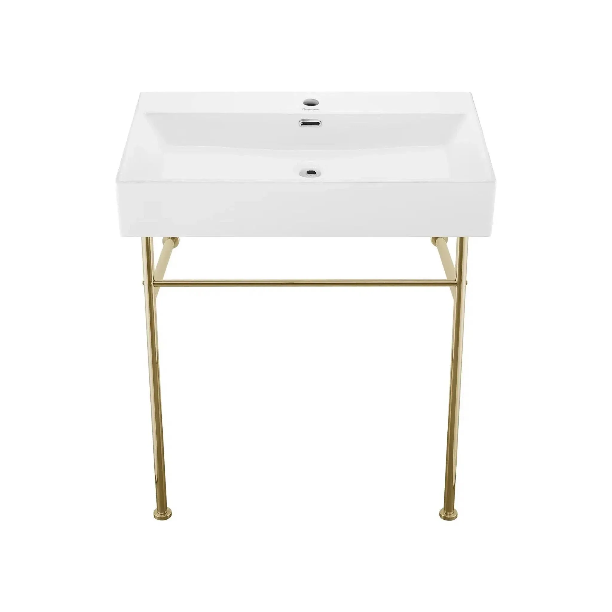 Claire 30 Ceramic Console Sink White Basin Gold Legs