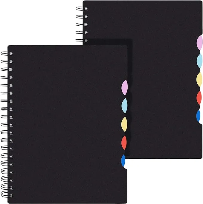 EOOUT 2 Pack Multi Subject Notebook, Spiral Notebook College Ruled with Tabs, 7.5”×10”, Lined Journals with Dividers, 290 Pages, for Gifts, School Office Supplies