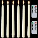 Homemory 11 inches Waxy Flameless Taper Candles with Remote Timer Dimmer, 6 P...