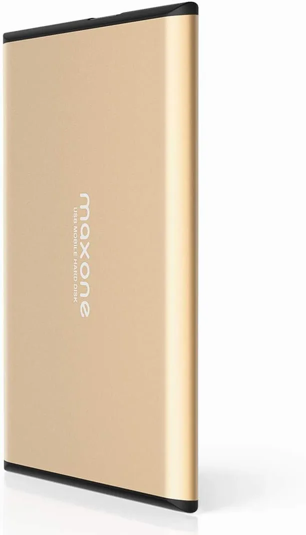 Maxone 250GB Ultra Slim Portable External Hard Drive HDD USB 3.0 for PC, Mac, Laptop, PS4, Xbox One - Gold