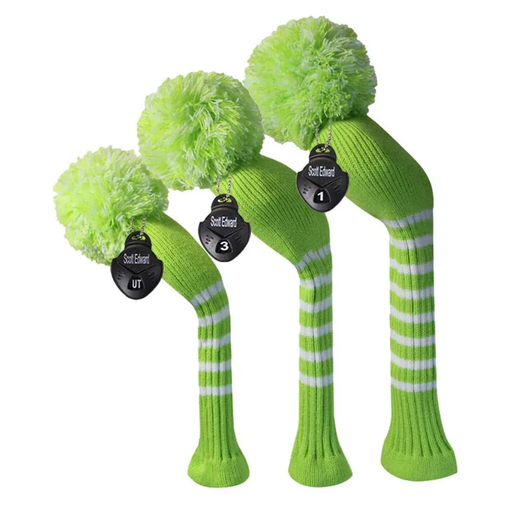 Scott Edwards Lime Green Color with White Strips, Long Neck, Knitted Golf Pom Pom ...