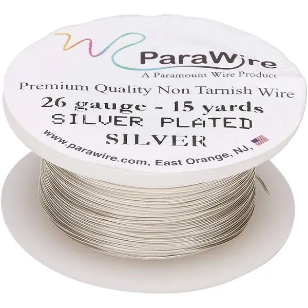 Parawire Silver-Plated Copper Craft Wire 26-Gauge 15-Yards with Clear Protective ...