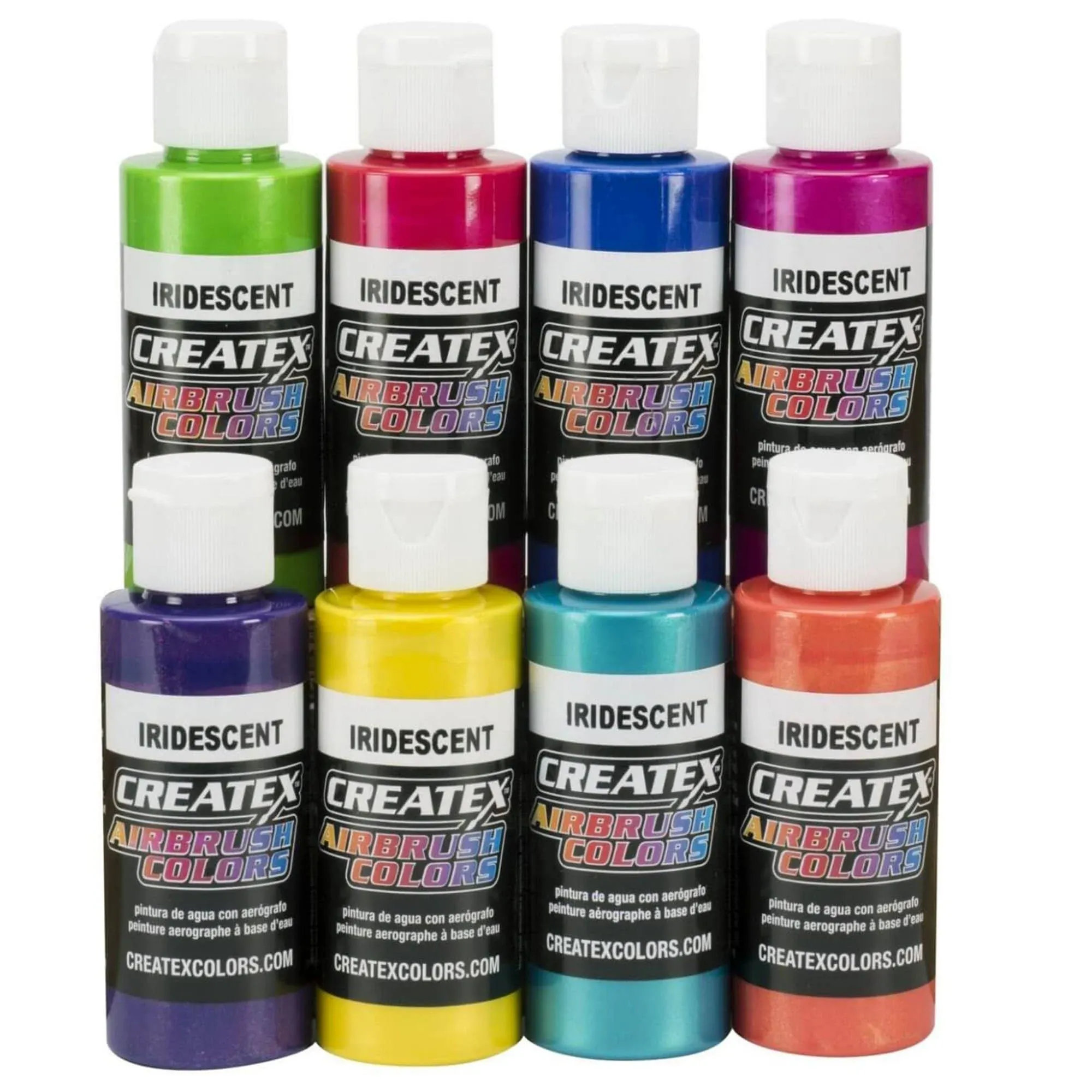 Paint Set Airbrush Createx Iridescent Finish Type Metallic Liquid 2 Oz Bottles