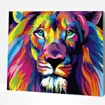 Paint by Number for Adults Kids Beginner, Paint by Numbers Kits on Canvas Painting Kits for Art Crafts Gift, Colorful Lion 16x20inch