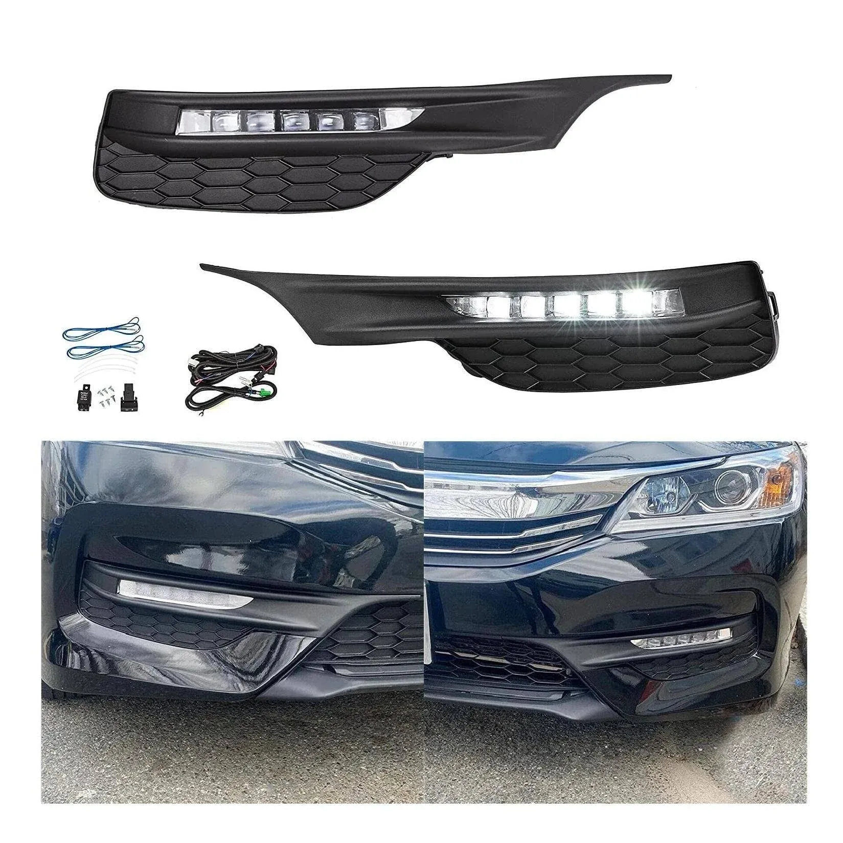 HECASA LED Fog Lights Driving Lamps Kit Compatible with 2016-2017 Honda Accord ...