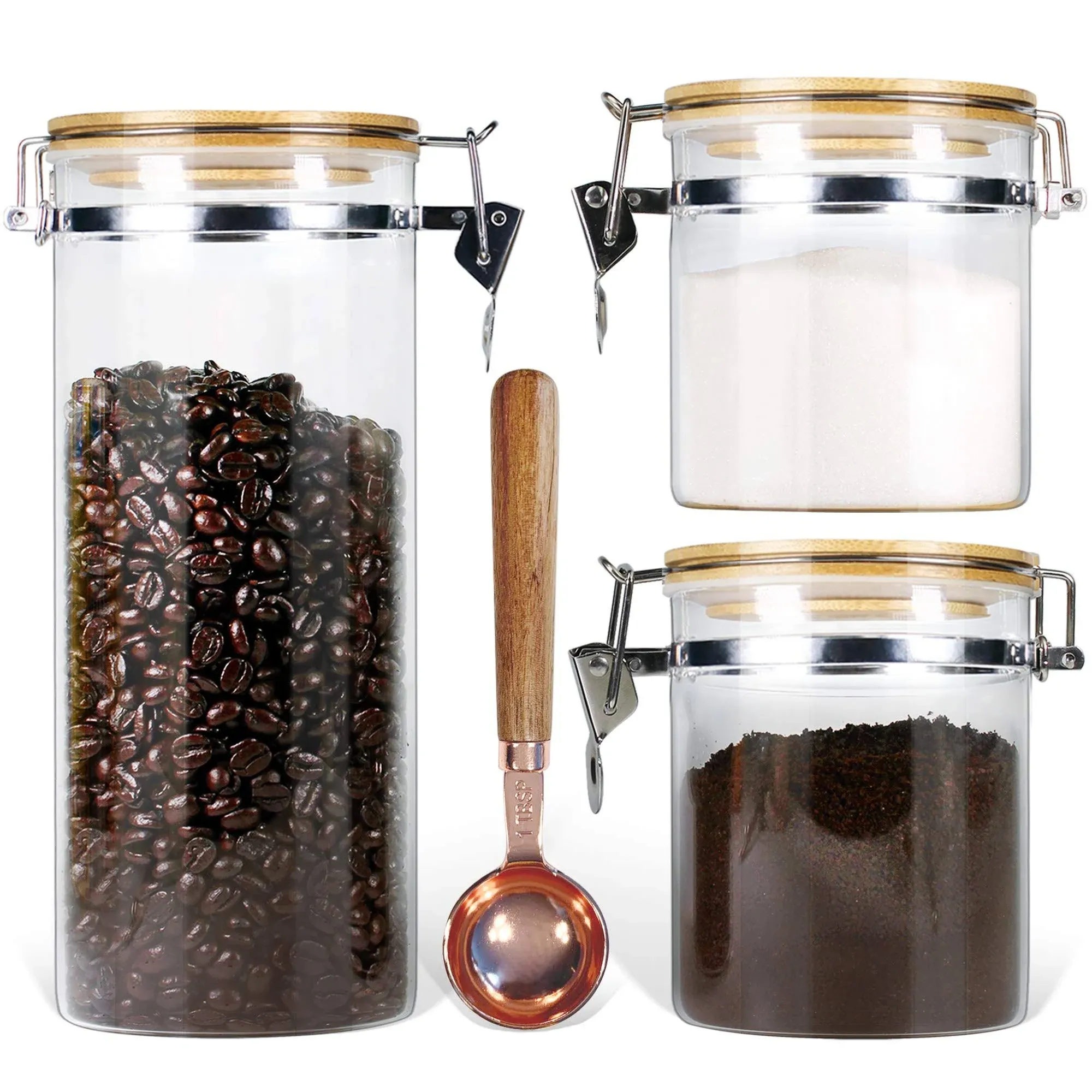 Borosilicate Glass Storage Jars With Airtight Locking Clamp Lids Airtight Glass 