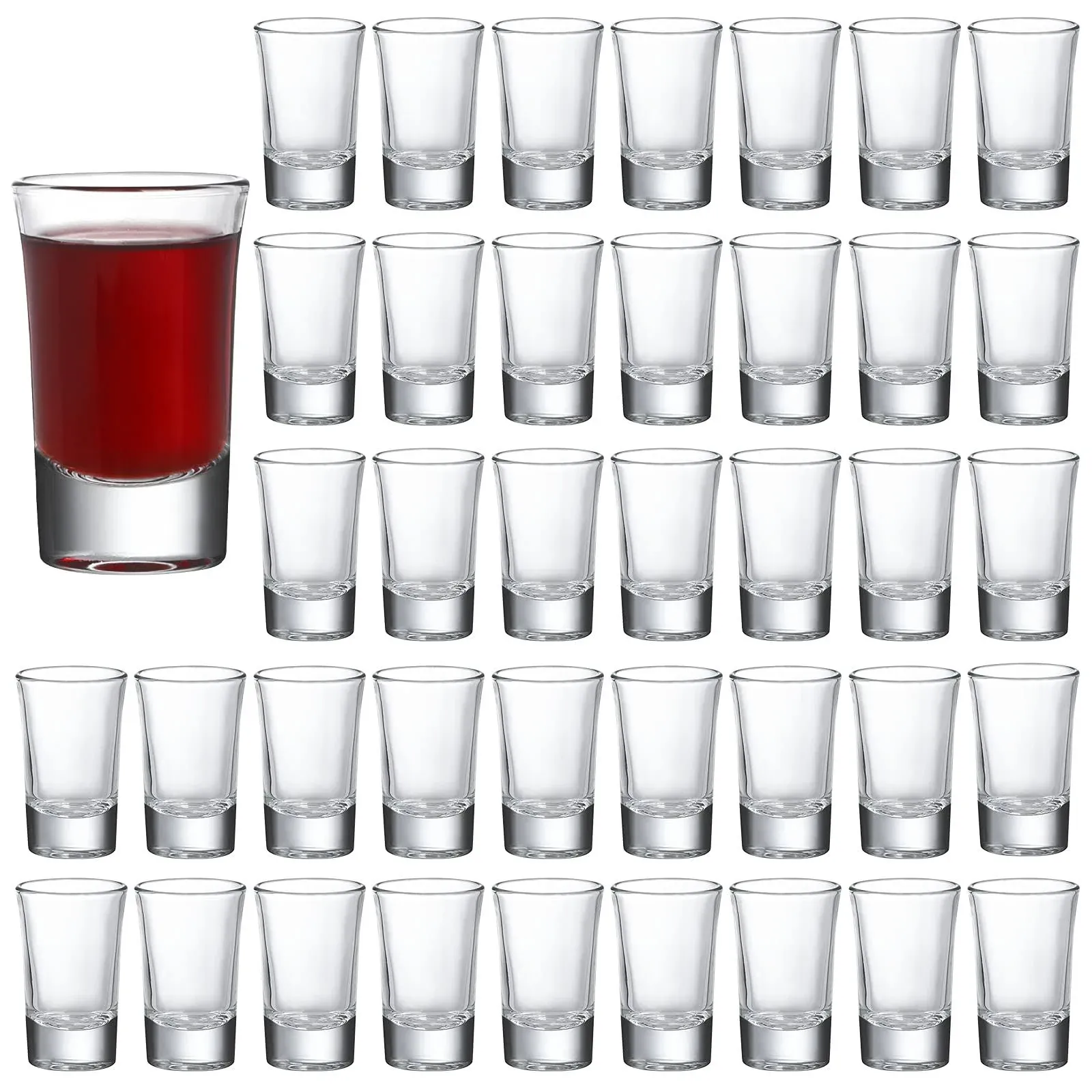 Heavy Base Shot Glasses Set Whiskey Cups Bar Party Favor Housewarming Gift 40 Pk