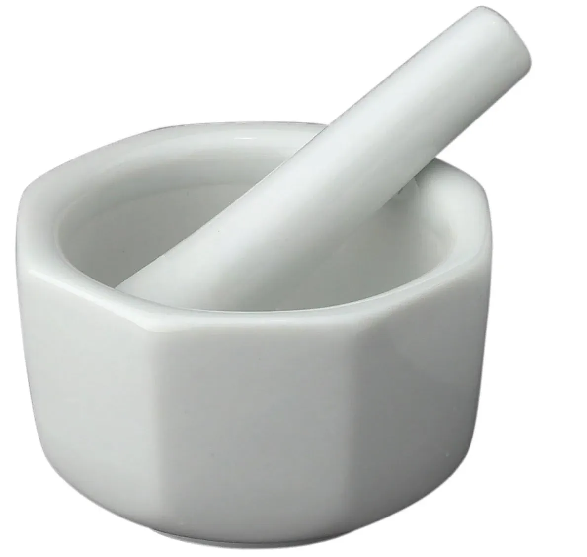 Frontier White Porcelain Octagonal Mortar and Pestle