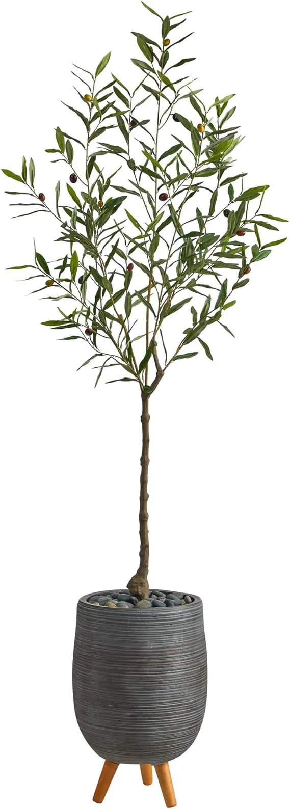 Nearly Natural 70in. Olive Artificial Tree in Gray Planter with Stand