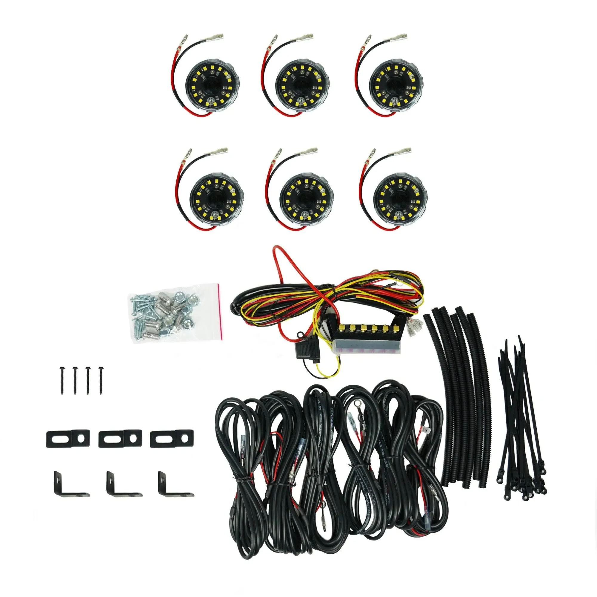 KC HiLiTES 91040 - Cyclone V2 LED - Rock Light - 6-Light System - Clear - 5W Flood Beam