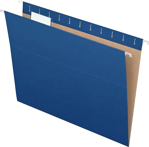 Pendaflex 81615 Hanging File Folders, 1/5 Tab, Letter, Navy, 25/Box