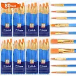 ESRICH Acrylic Paint Brushes Set,8Packs /80 Pcs, Nylon Brush Head, Suitable for Acrylic, Oil, Watercolor,Rock Body Face Nail Art,Perfect Suit of Art