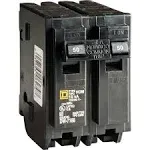 Plug In Circuit Breaker, HOM, Number of Poles 2, 50 Amps, 120/240VAC, Standard