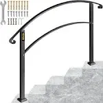 VEVOR Outdoor Handrails Fit 4 to 5 Steps Stair Railing Black Front Porch Hand Rail Wrought Iron Handrail for Concrete Steps