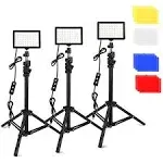 3 Packs 70 LED Video Light with Adjustable Tripod Stand/Color Filters, Obeami...