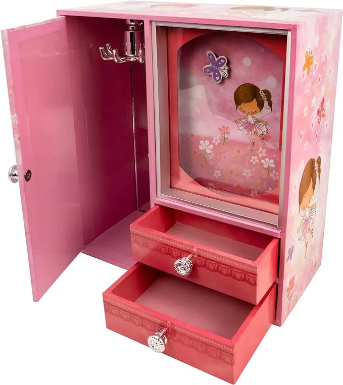 The San Francisco Music Box Company Pink Butterfly Fairy Deluxe Musical Standing Jewelry Box