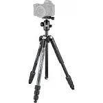 Manfrotto Element MII MKELMII4BK-BH, Lightweight Aluminium Travel Camera Tripod, with Carry Bag, Arca-Compatible Ball Head, 4-Section Legs, Twist Locks, Load up 8kg, for Mirrorless, DSLR,Black