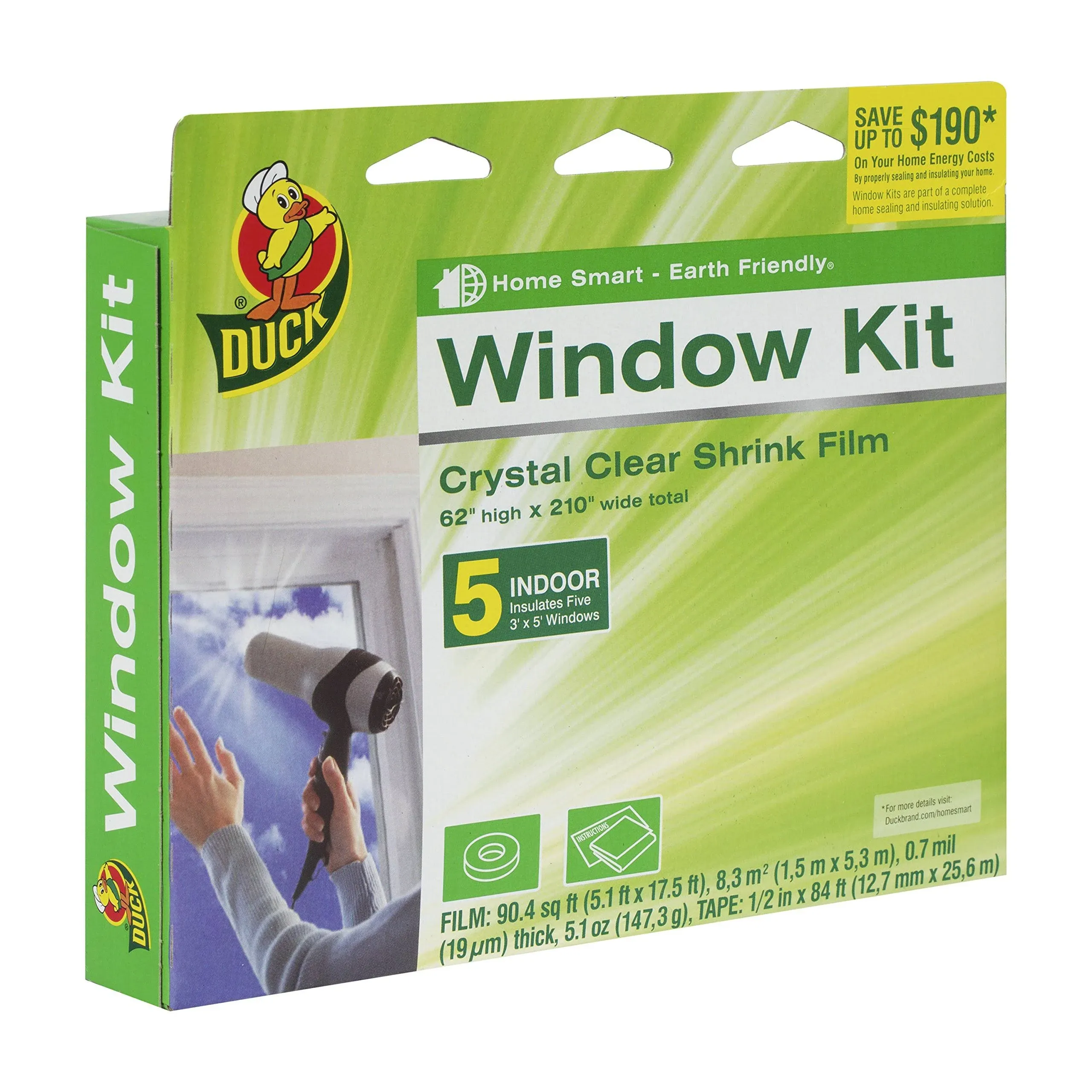 Duck Brand Indoor 5-Window Shrink Film Insulator Kit 62-Inch x 210-inch 286217