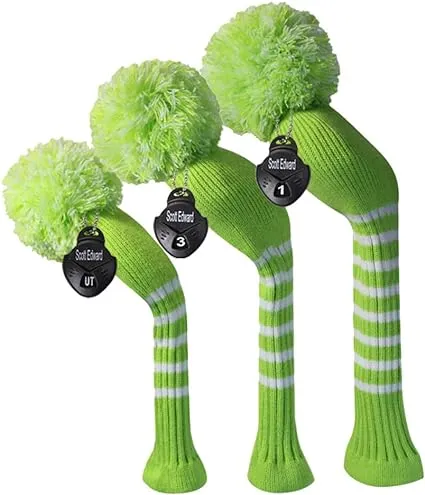 Scott Edwards Lime Green Color with White Strips, Long Neck, Knitted Golf Pom Pom ...