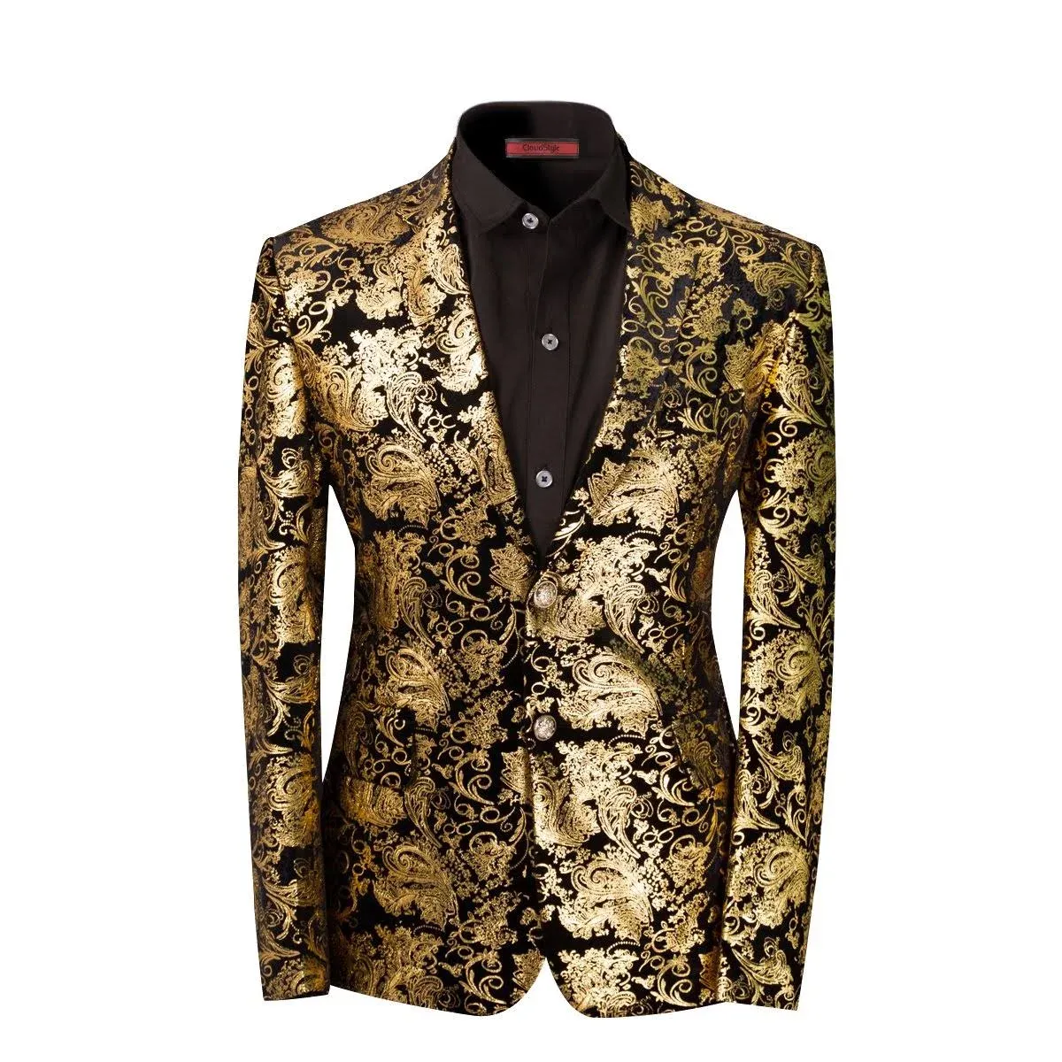 Stylish Gold Blazer Dress Floral Blazer