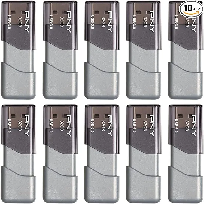 PNY 32GB Turbo Attaché 3 USB 3.0 Flash Drive (10-Pack, GRAY)