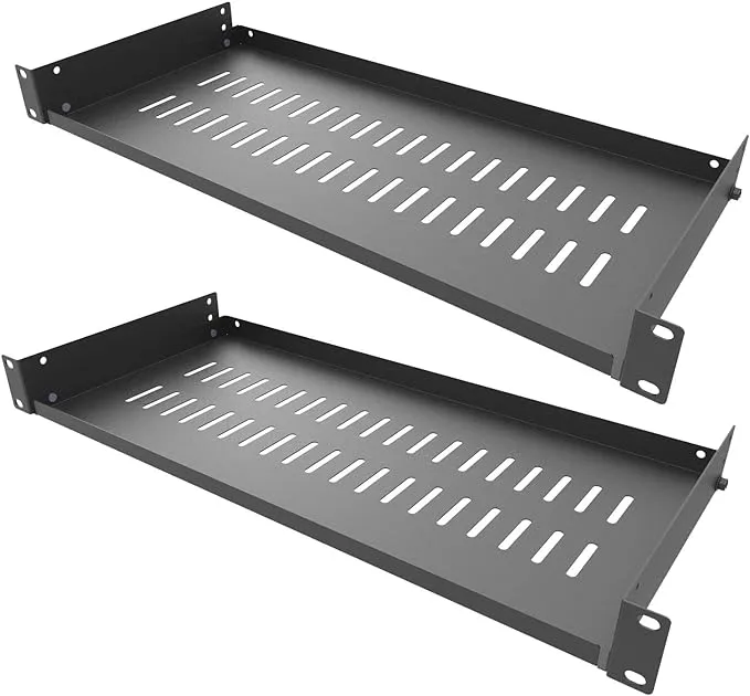 Jingchengmei 2 Pack of 1U Disassembled Vented Cantilever Server Rack Mount Shelf 8" (203mm) Deep for 19" Network Cabinet or Equipment Rack (8V2PC)