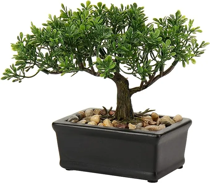 Artificial Bonsai Tree Juniper Faux Plants Indoor Small Fake Plants Decor with Ceramic Pots for Home Table Office Desk Bathroom Shelf Bedroom Living Room Farmhouse Decorations