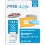 PRES-a-ply Laser Address Labels, 1 x 4, White, 2000/Box