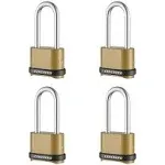 CINCINNO Heavy Duty Combination Lock, 4-Digit Combo Lock with Long Shackle,Weatherproof Combination Padlock for Outdoor Use,4 Pack