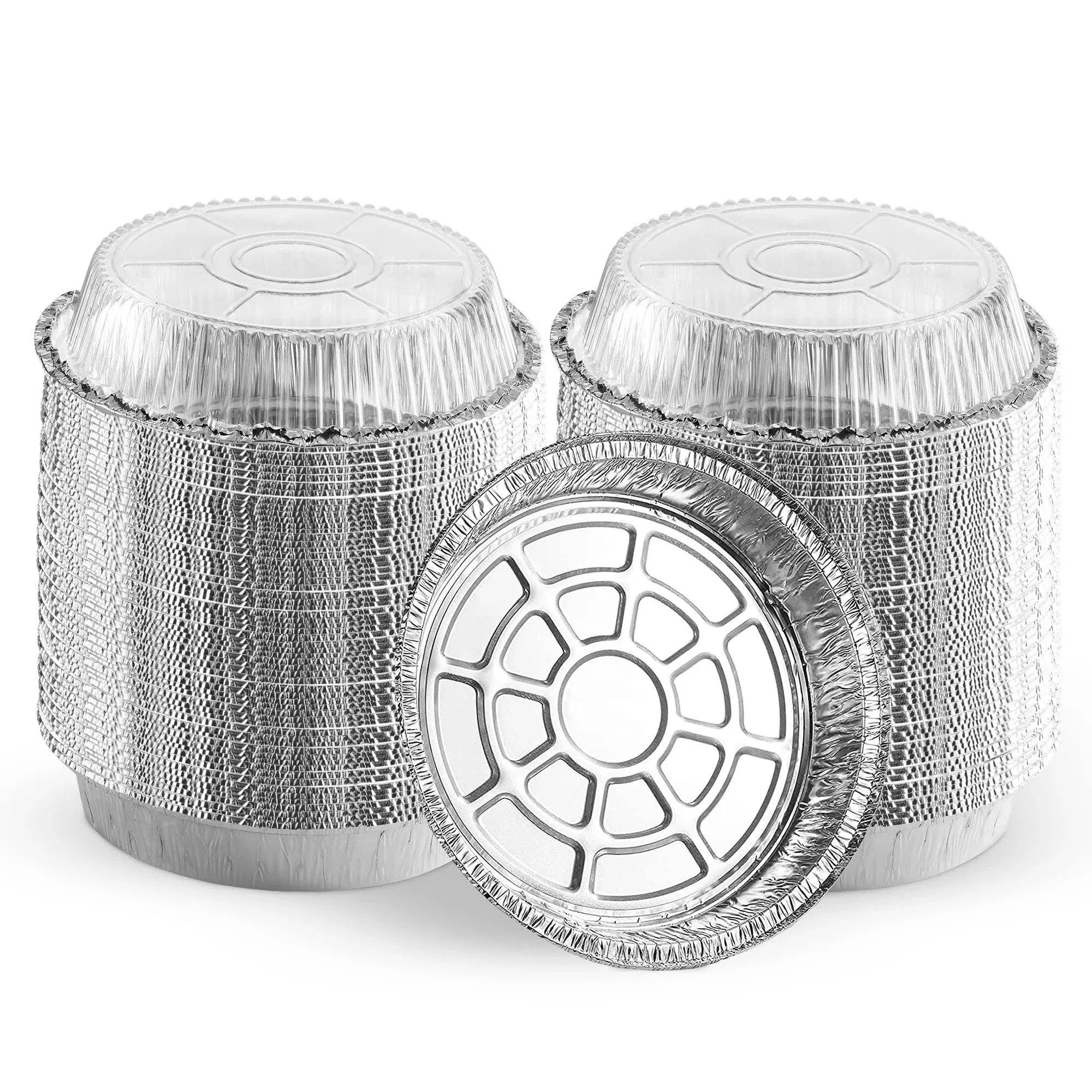 Montopack 9” Round Aluminum Foil Pans with Clear Lids | Disposable Containers ...