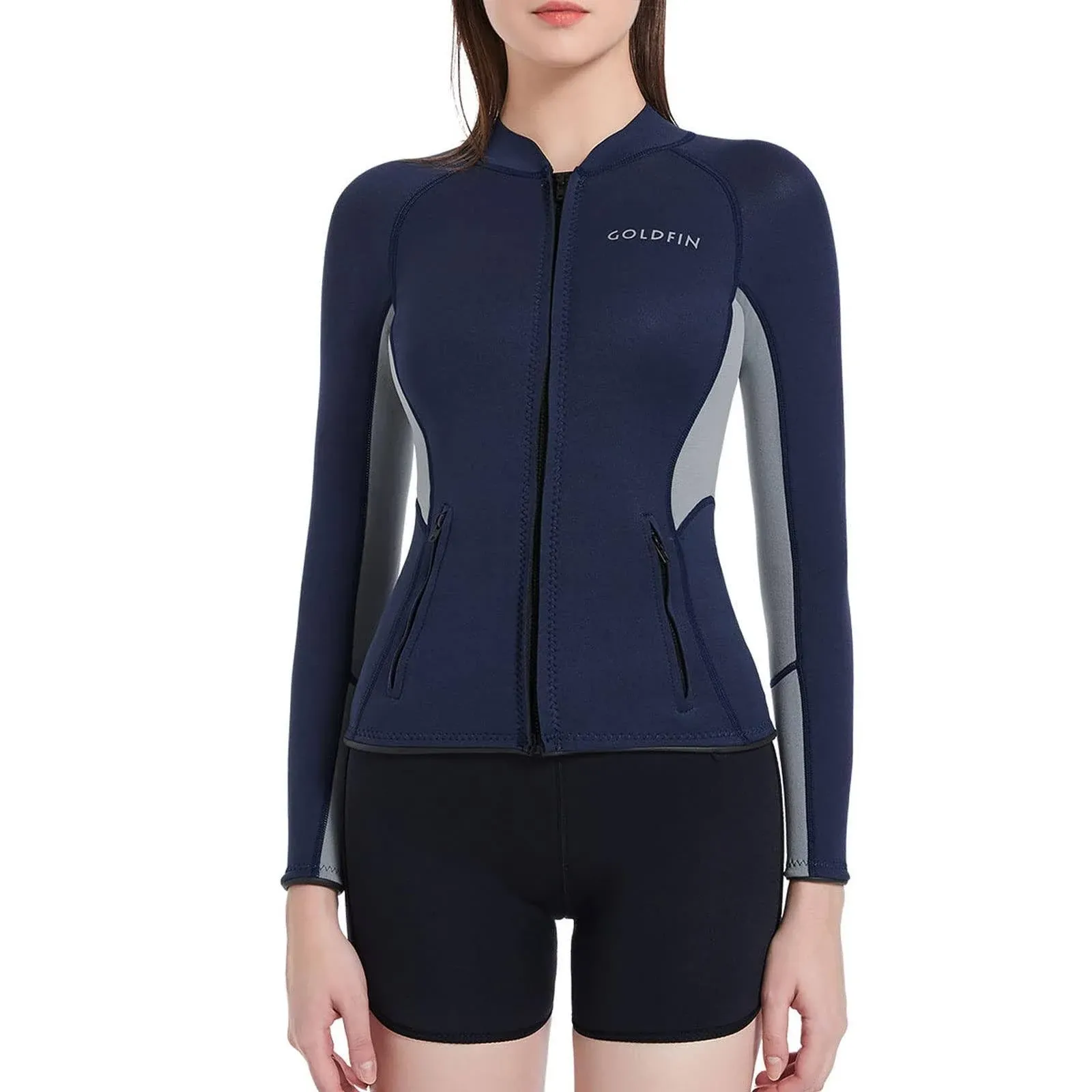 GoldFin Wetsuit Top Womens, 2mm Wetsuit Jacket Long Sleeve Neoprene Tops for ...