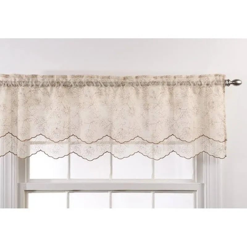 Stylemaster Reese, 55"W x 17"L Layered Sheer Valance Bisque