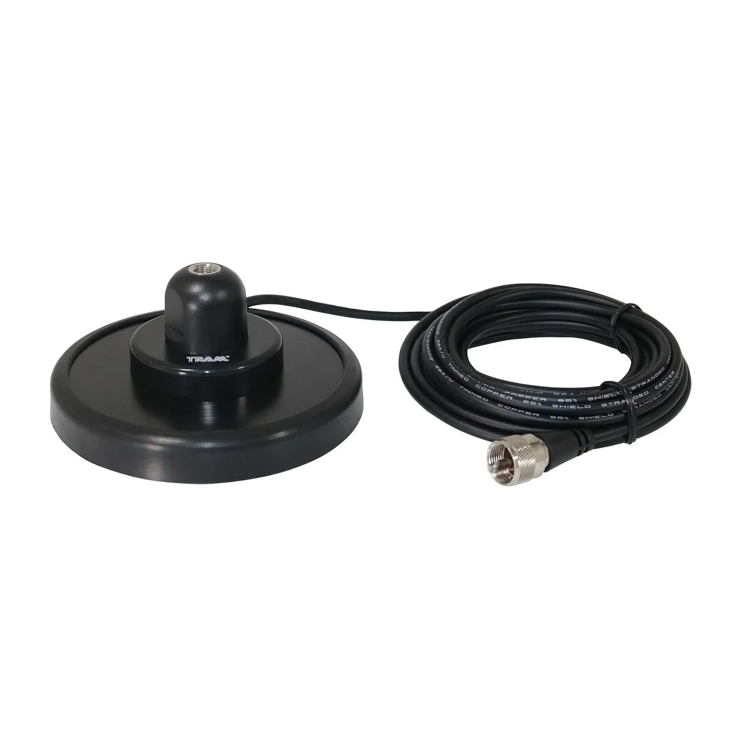 5-Inch Black Steel NMO Magnet Mount with RG58 Coaxial Cable and UHF PL-259 Connector - 727932013938