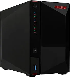 Asustor AS5202T - 2 Bay NAS, 2.0GHz Dual-Core, 2 2.5GbE Ports, 2GB RAM DDR4, Gaming Network Attached Storage, Personal Private Cloud (Diskless)