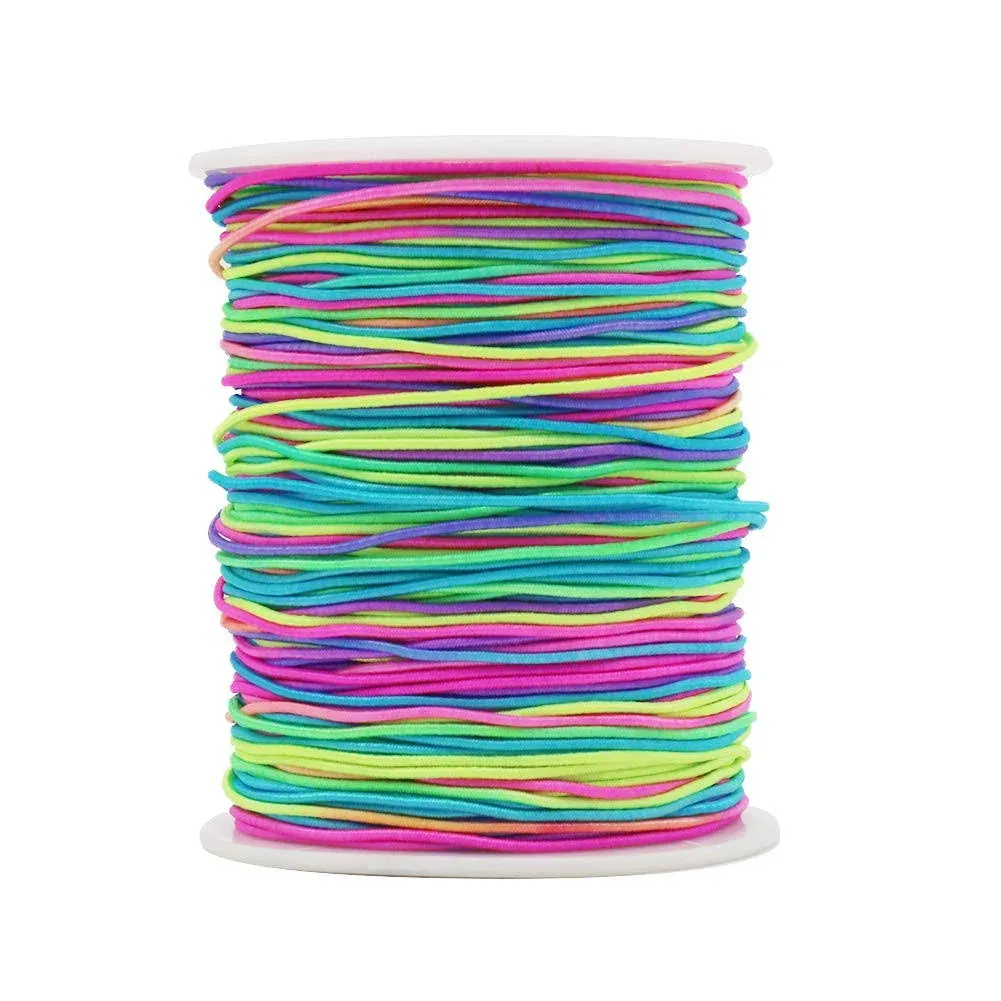 Tenn Well 1mm Elastic String for Bracelets, 328 Feet Rainbow Stretchy Bracelet String Elastic Beading Cord for Bracelets, Necklaces, Jewelry Making, Pony Beads and Crafts