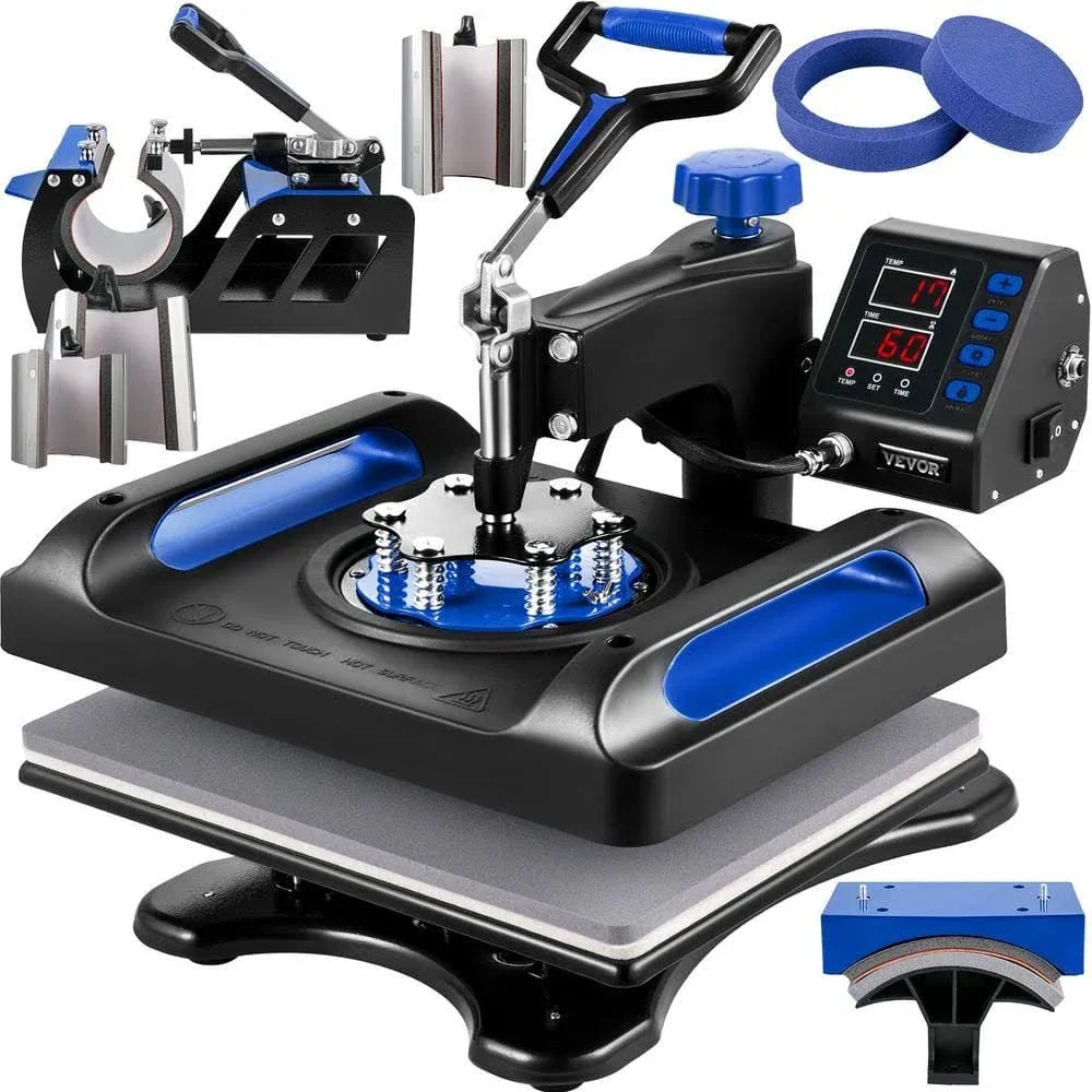 VEVOR Heat Press Machine 12 x 15 inch 8 in 1 Heat Press Sublimation Machine 360° Rotation Swing Away 8 in 1 Shirt Printing