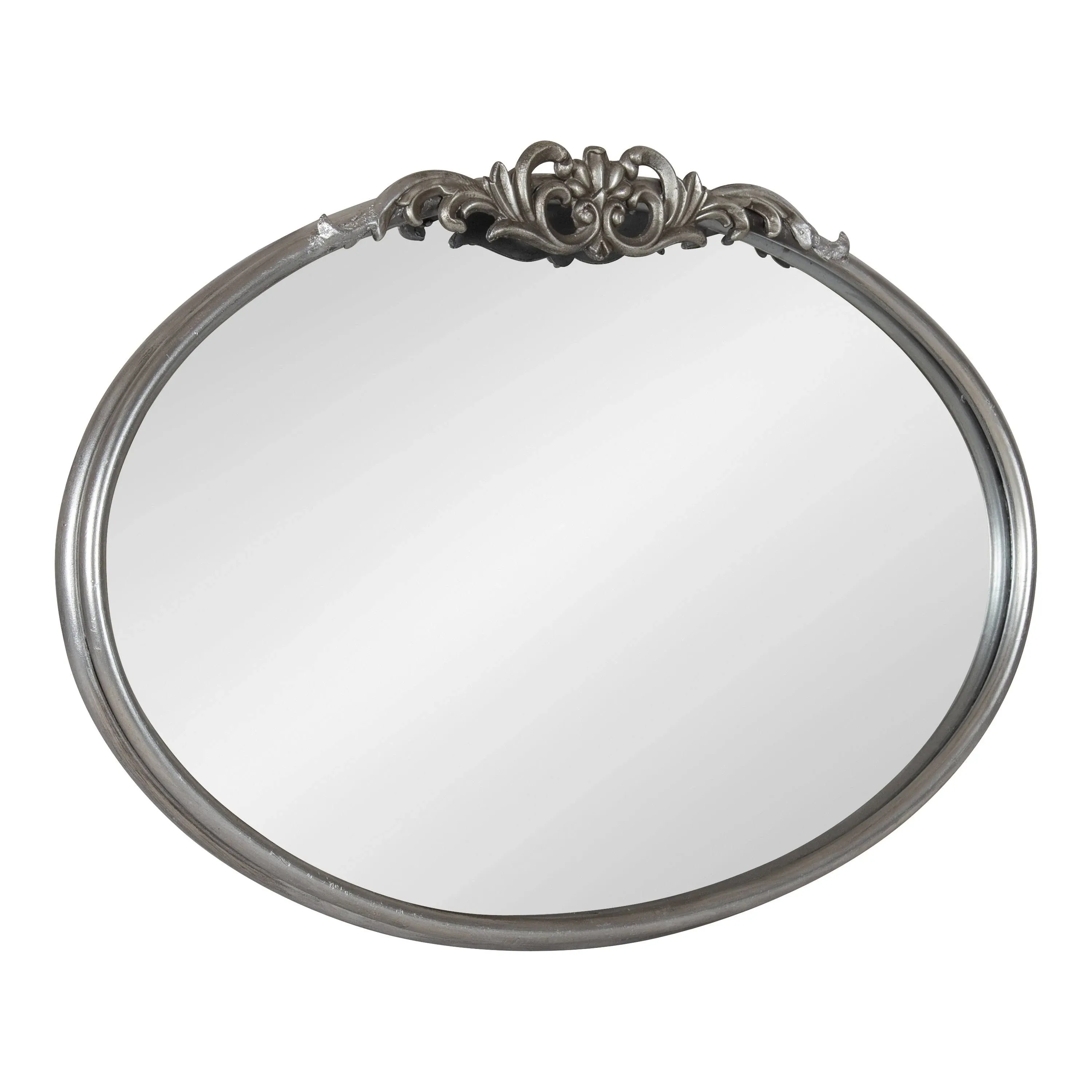 Kate and Laurel Arendahl Traditional Oval Ornate Wall Mirror, Silver, 27x18.75