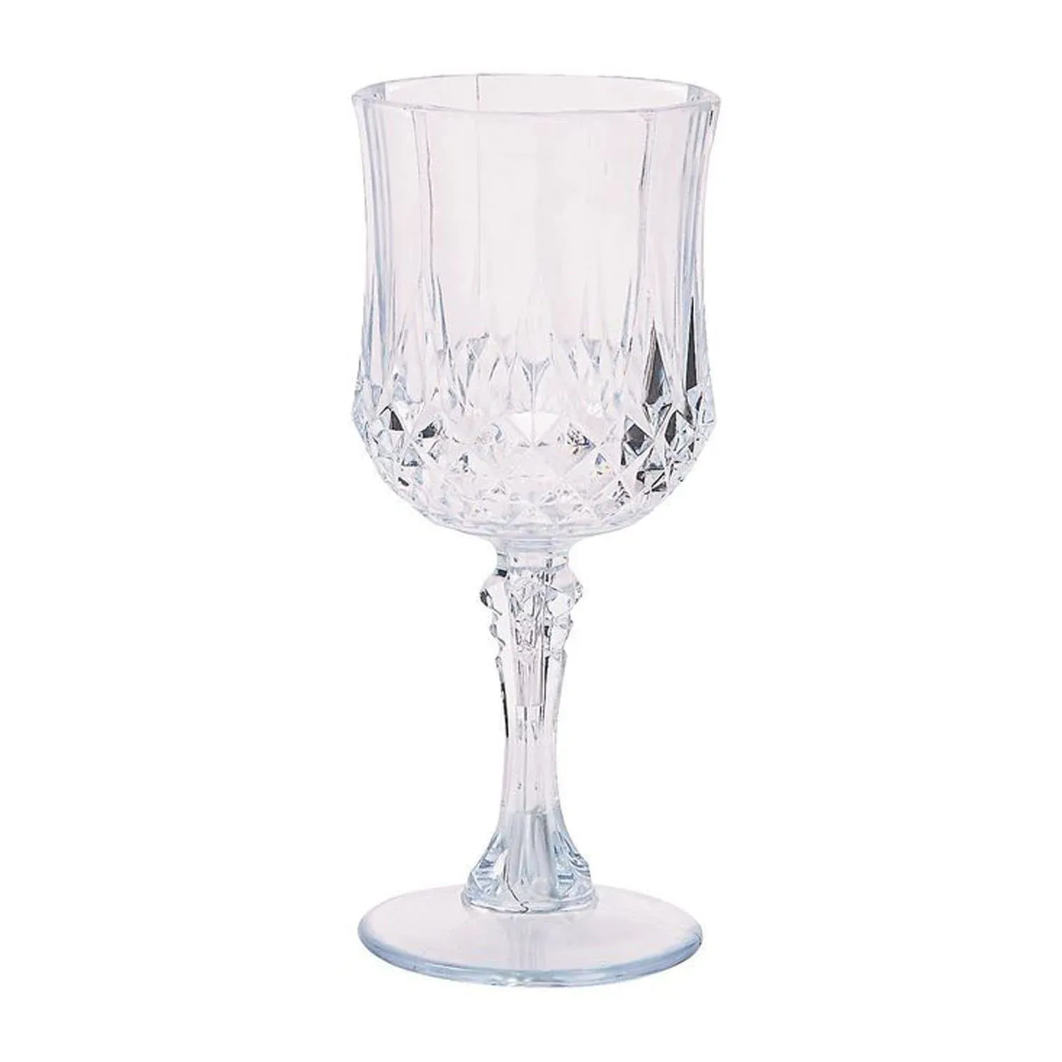 PARTY BARGAINS 4 Crystal-Like Wine Glasses (8oz) - Clear Shatterproof Elegant Hard Plastic Wine Glass with Stem, for Pool Parties, Outdoors, Receptions, Weddings