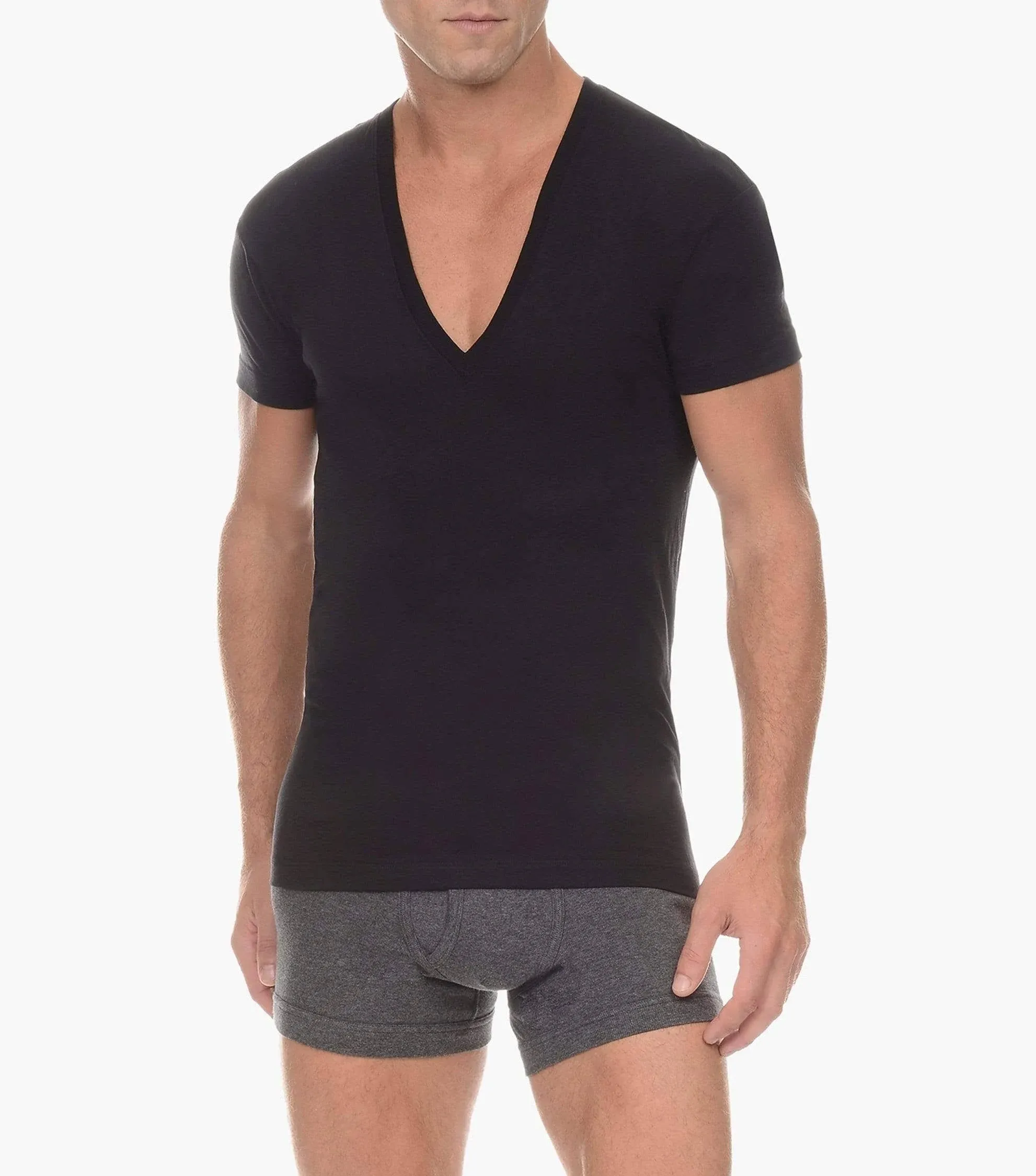 Pima Cotton Slim-Fit Deep V-Neck