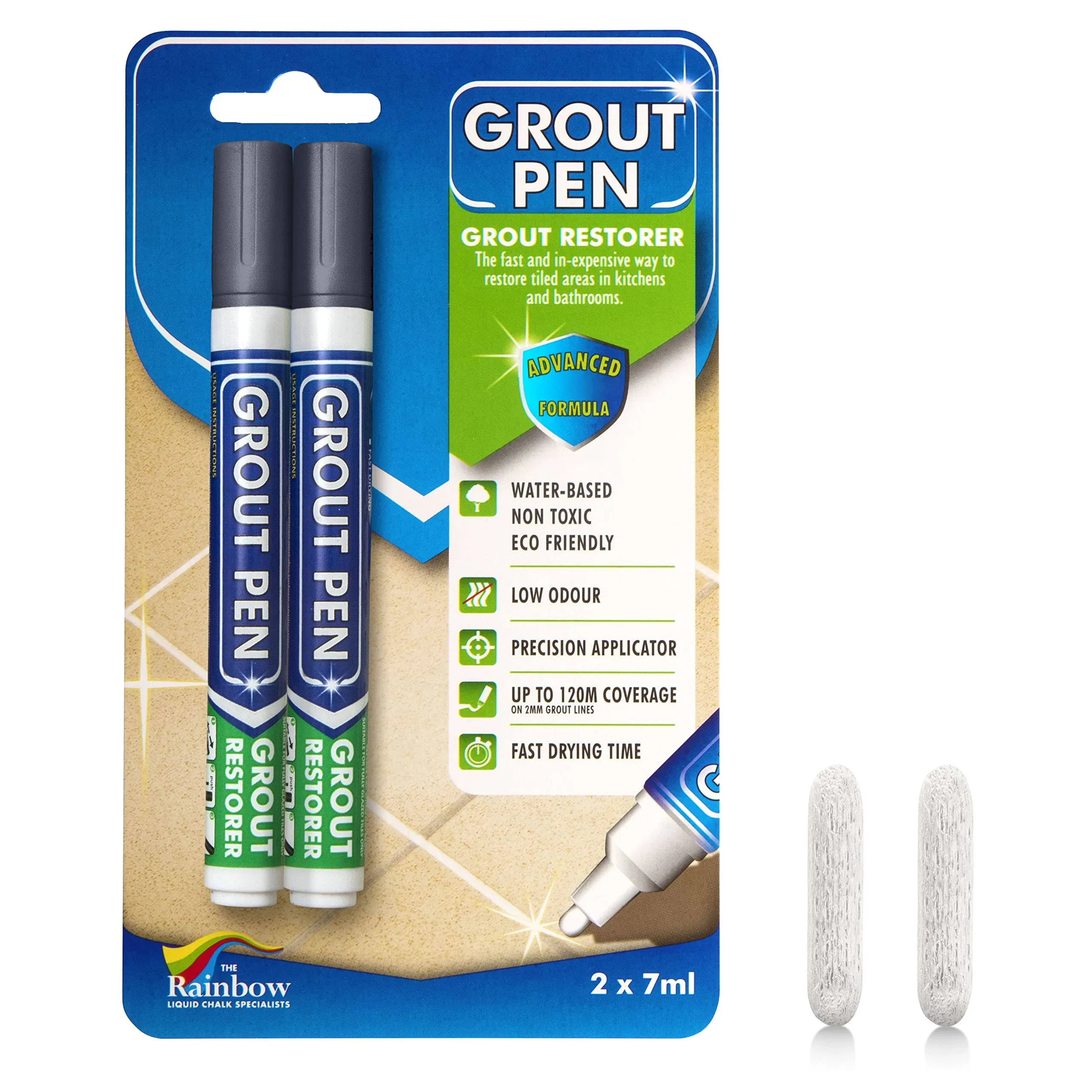 Twin Pack (Dark Grey) Grout Pen - Designed for Restoring Tile Grout in Bathrooms & Kitchens