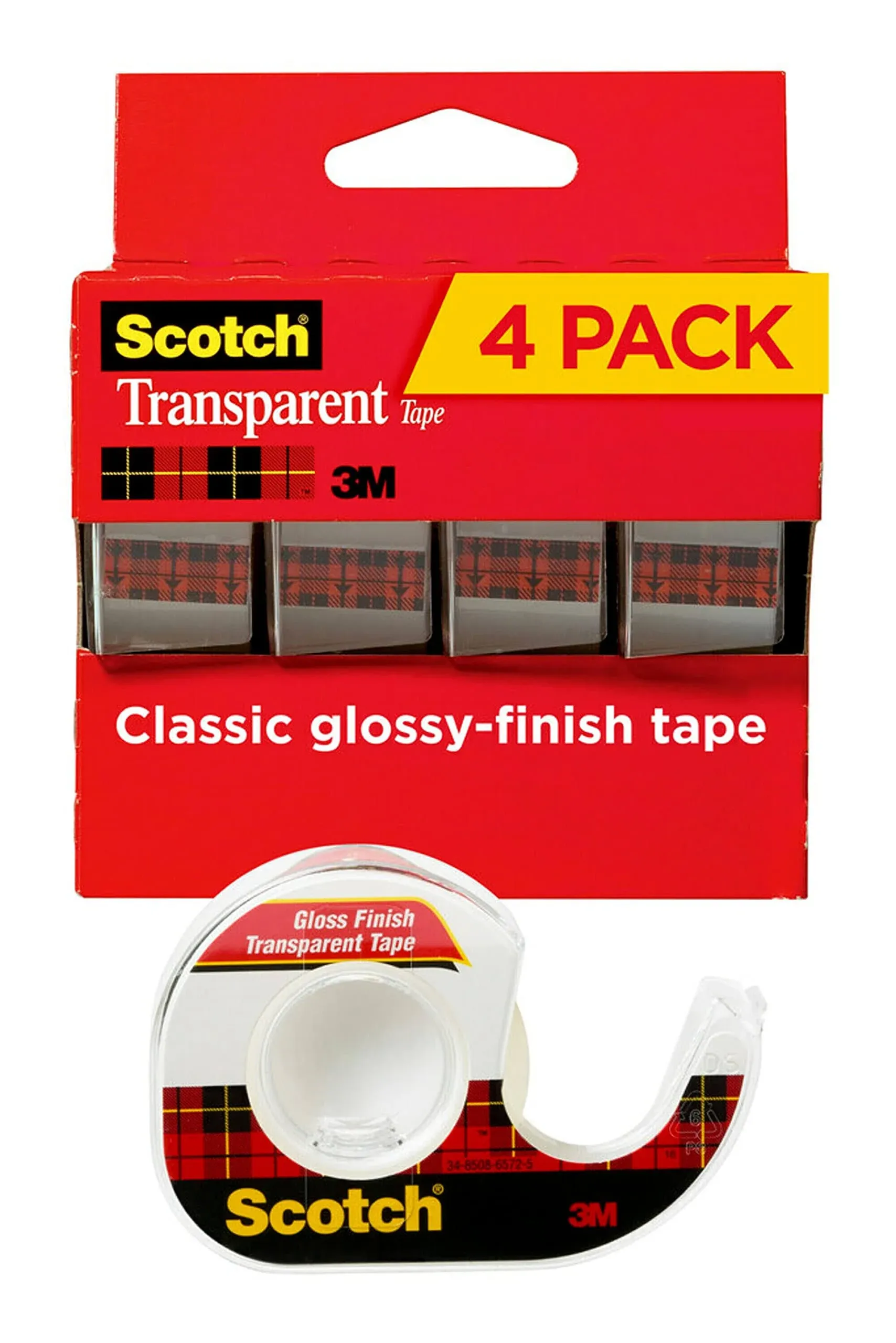 Scotch Transparent Tape 4 Dispensered Rolls Versatile Clear Finish Engineered for Office and Home Use