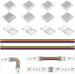 BTF-LIGHTING SMD 6 Pin 12mm 0.47in Width Transparent Connector Kit 8pcs Corner Connector 4pcs Gapless Solderless Connector 4pcs 5.9in Long 22AWG Extension Wires Support 5050 SMD RGBCCT LED Strip