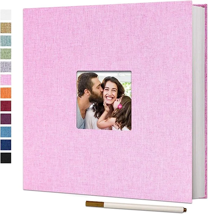 Vienrose Large Photo Album Self Adhesive for 4x6 8x10 Pictures Linen Scrapbook Album DIY 40 Blank Pages with A Metallic Pen