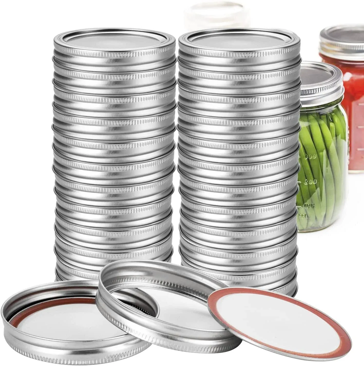 48Pcs/24 Set, Canning Rings and Lids Regular Mouth, Mason Jar Band