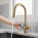 Kraus Oletto Touchless Sensor Pull-Down Single Handle Kitchen Faucet Brushed Brass