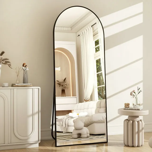 BEAUTYPEAK 71"x 26" Oversized Full Length Mirror Arch Standing Floor Mirror Full Body Mirror, Black